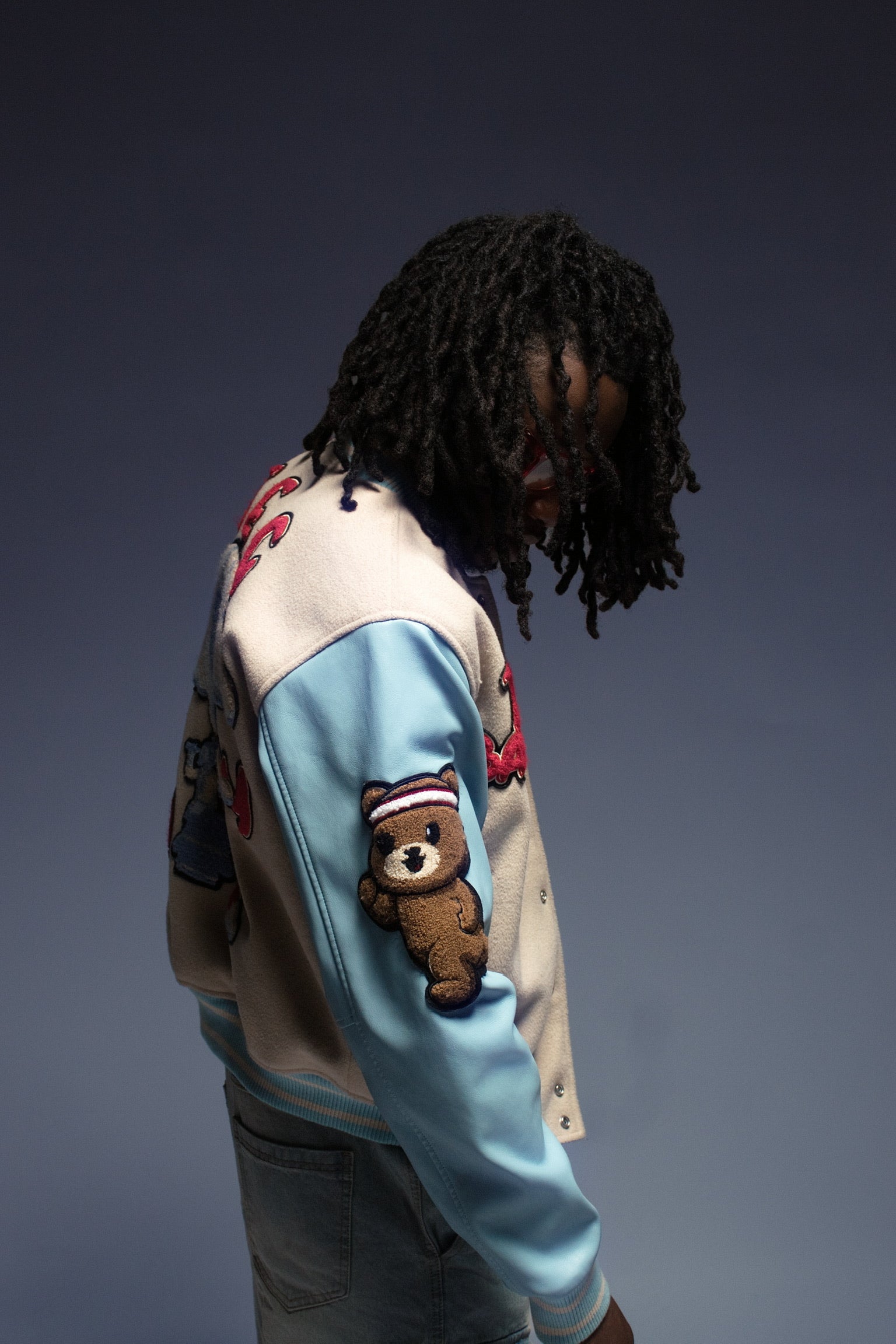 skies the limit varsity jacket.