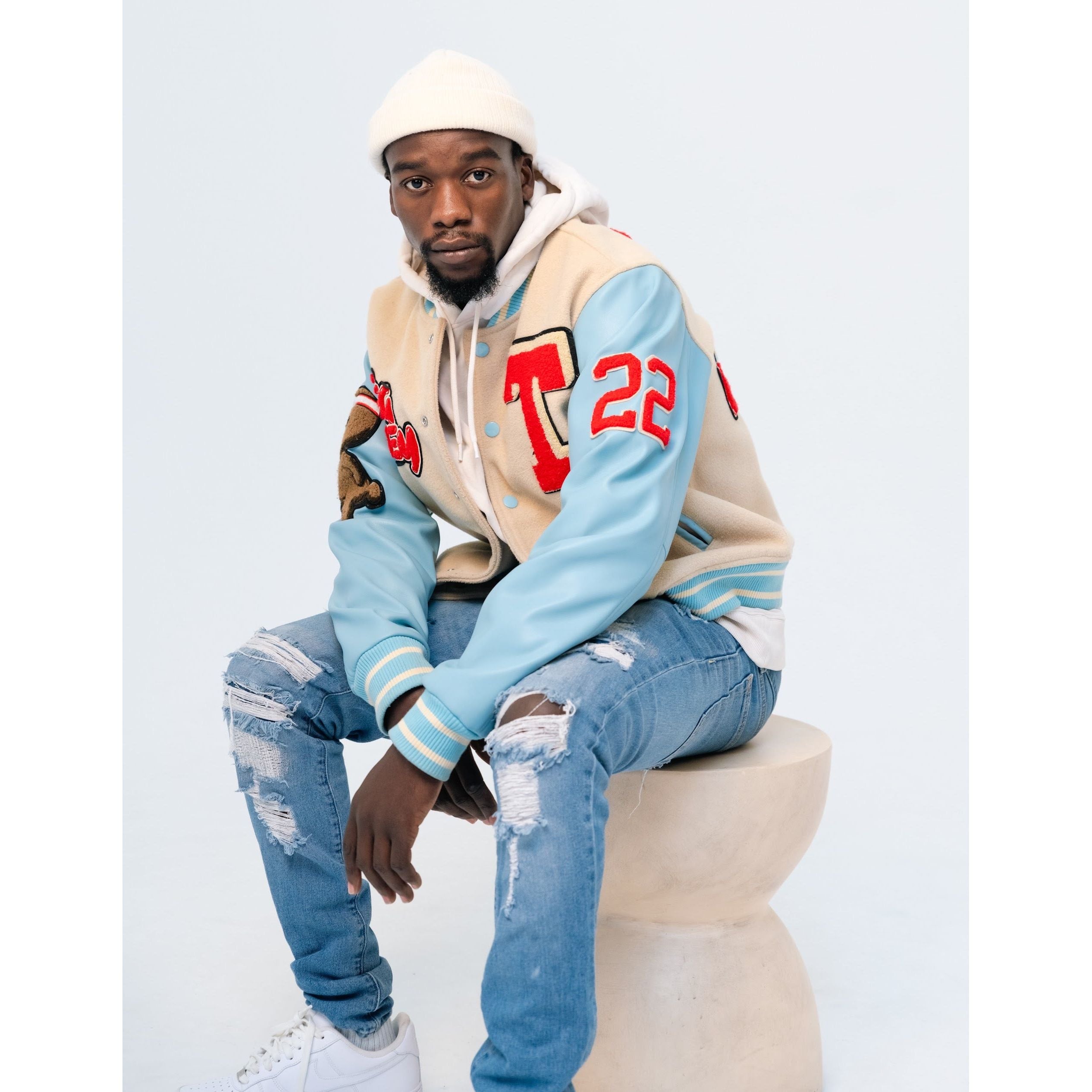 skies the limit  varsity jacket.